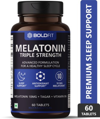 BOLDFIT Melatonin 10mg Tablets Sleeping Pills Medicine Deep Sleep Support Nind Ki Goli(60 Tablets)