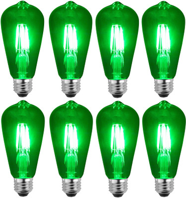 Hybrix 4 W Basic Decorative E26, E27 LED Bulb(Green, Pack of 8)