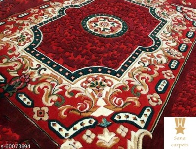 BhCarpets Red Silk Carpet(5 ft,  X 7 ft, Rectangle)