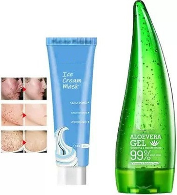 Elecsera Combo Pack of Aloevera Gel Smoothing & Moisturising + Face Salicylic Ice Cream Mask Acne(2 Items in the set) Elecsera Combo Pack of Aloevera Gel Smoothing & Moisturising + Face Salicylic Ice Cream Mask Acne(2 Items in the set)