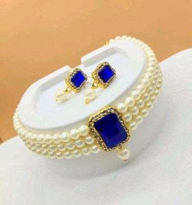 Hs fatio Alloy Gold-plated White Jewellery Set(Pack of 1)