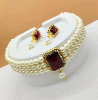Hs fatio Alloy Gold-plated White Jewellery Set(Pack of 1)