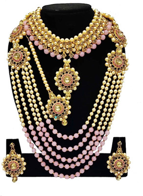 mankairoop Alloy Gold-plated Pink Jewellery Set(Pack of 1)