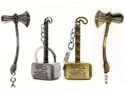 JAINSON MARTIN Combo of silver hammer,silver thor ,golden thor,golden hammer keychain Key Chain