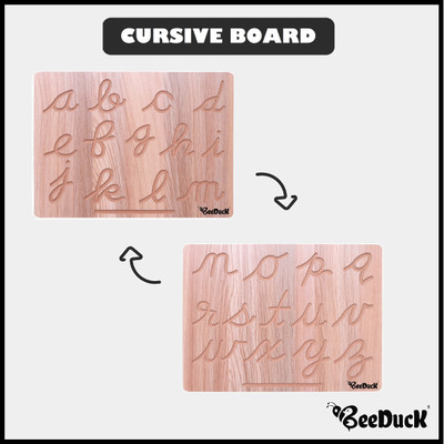 BeeDuck Cursive Alphabet Traching Board with Dummy Pencil to Write(Brown)