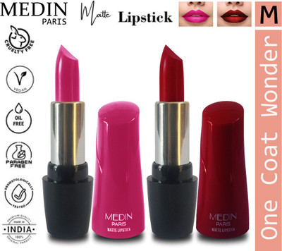 MEDIN One Coat Wonder matte lipsticks set of 2(Purple Maroon, 10 g)