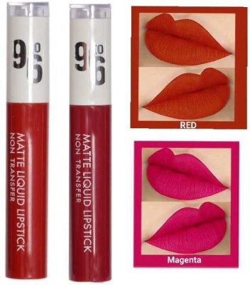 LARA KOSSLER 9 TO 6 MATTE LIQUID LIPSTICK PACK OF 2 PCS ( RED & MAGENTA )(Multicolor, 30 g)