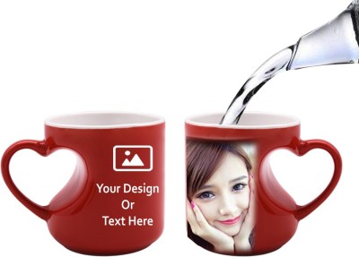 Galaxy Ad World Photo and Message Printed Heart Shape Cut Magic Coffee for Gift Ceramic Coffee Mug(310 ml)