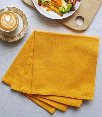 AIRWILL Cotton Kitchen & Table Napkins Yellow Cloth Napkins(4 Sheets)