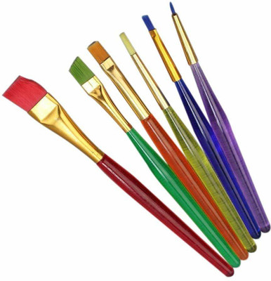 Eclet Set of 6 Different Sizes Synthetic Flat Paint Brush desgin brush(Multicolor)