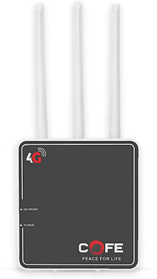 COFE 4G Sim Router with Triple Antenna, Support All GSM Sim with 120 Mtr Range, Speed 300 Mbps 4G Router