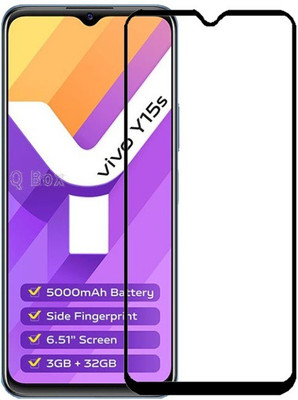 Q Box Edge To Edge Tempered Glass for Vivo Y15s(Pack of 1)