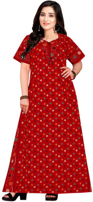 B S ENTERPSES Women Nighty(Red)