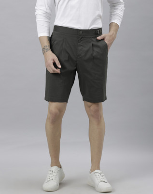 RARE RABBIT Solid Men Dark Green Basic Shorts