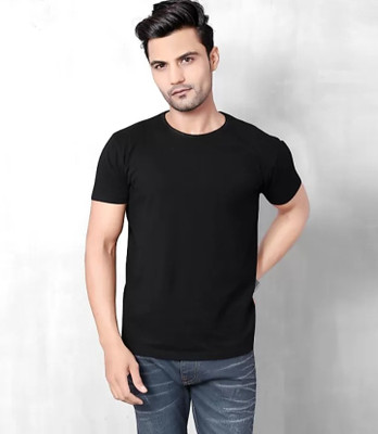 tiya creation Solid Men Round Neck Black T-Shirt