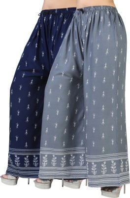 AREEBA COLLECTION Flared, Regular Fit, Relaxed, Tapered Women Grey, Blue Trousers