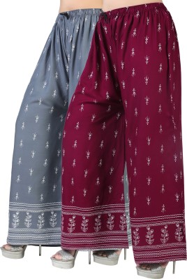 Afreen Relaxed Women Grey, Maroon Trousers