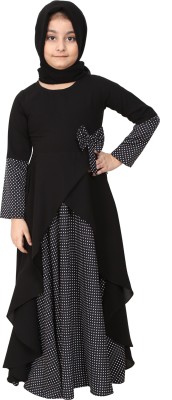 BT - Being Traditional Nida Matte, Crepe Polka Print Abaya(Black)