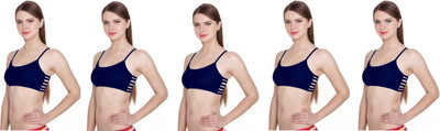 JVBRANGI Women Cage Bra Lightly Padded Bra(Dark Blue)