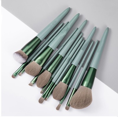 lakyou Glow Makeup Brushes 13pcs Green Color Foundation Brush Face Lip Eye Makeup Sets(Pack of 13)