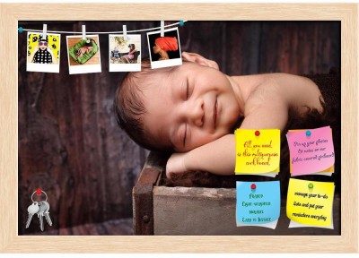 Artzfolio Image of a Newborn Baby Boy Notice Pin Board Soft Board with Push Pins Cork Bulletin Board(Natural Brown Frame 17.5 x 12 inch (44 x 30 cms))