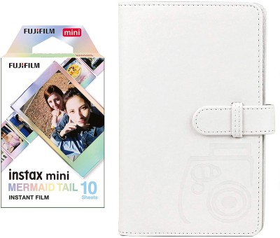 FUJIFILM Mini 10X1 mermaid tail Instant Film with 96-sheet Ice White Album for mini Film Roll(Yes 800 ISO Pack of 1)