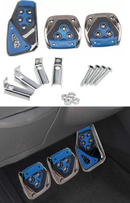 AIRSKY 3 Pcs Sports Anti-Skid Car Pedals (Manual Shift) kit Pad Covers Set (Blue) Car Pedal