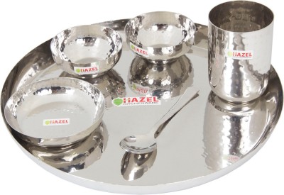 HAZEL Pack of 6 Stainless Steel 6 Pc Hammered Stainless Steel Dinner Set Premium Quality Dinner Set(Silver)