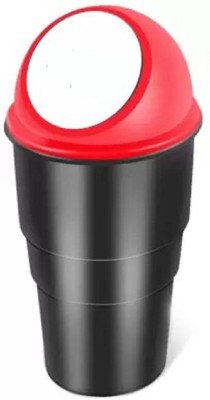 BADSHAH AND KHALIFA Mini Car Plastic Swing-Lid Trash Bin Can Holder Dustbin Plastic Dustbin(Black, Red)
