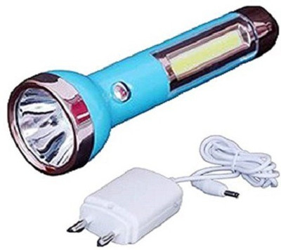 AKR 2in1 Long Beam 3 Mode LED Rechargeable Outdoor Lamp Search Light 3W Flashlight 4 hrs Torch Emergency Light(Blue)