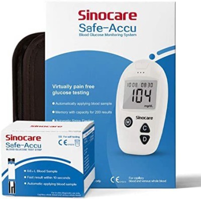 Sinocare Safe Accu Glucometer with 50 Strips Glucometer(White)