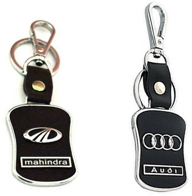JAINSON MARTIN Combo Of Mahindra & Audi Car Logo Leather Hook Keychain For Bike Lovers Key Chain