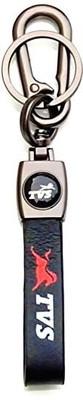 TVS keychains black leather ring hook Key Chain