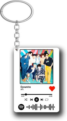 Friendskart BTS Dynamite Spotify Keychain Gifts For Her/Him With Scannable Song Code Key Chain