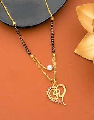 JWEL DESIGN Excellent Finished R Letter Diamond Mangalsutra For Women's Mangalsutra Alloy Mangalsutra