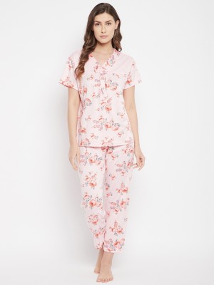 Camey Women Printed Pink Top & Pyjama Set
