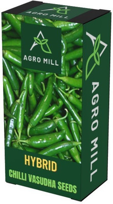 AGRO MILL PREMIUM QUALITY CHILLI VASUDHA/GREEN CHILLI/HARI MIRCH FOR KITCHEN GARDEN Seed(25 per packet)