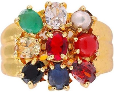 Senroar Astrological navratna stone in panchdhatu original stone navgrah ring Brass Emerald, Garnet, Ruby, Sapphire, Zircon Ring