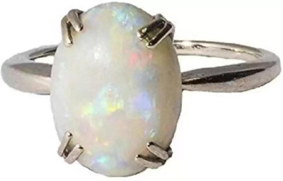 Gemperor Australian Opal Wt8.25Ratti With Certificate-Check Seller As Gemperor & Order It Brass Opal Silver Plated Ring