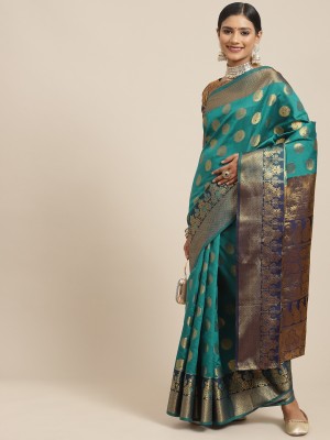 Ratnavati Woven Kanjivaram Silk Blend Saree(Light Blue)