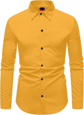 Lizzy Men Solid Casual Yellow Shirt