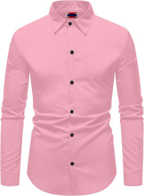Sadvidhya Men Solid Casual Pink Shirt