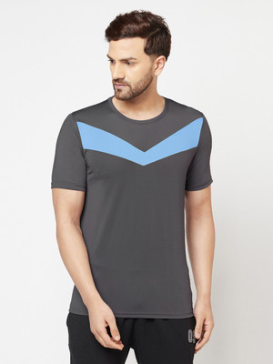 GLITO Solid Men Round Neck Light Blue, Grey T-Shirt