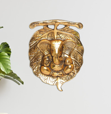 KridayKraft Metal Ganesha Statue/Murti,Wall Decor Ganesh idol Gift Lucky for Home,Office Decorative Showpiece  -  17 cm(Metal, Gold)