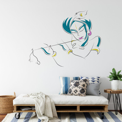 StickerYard 51 cm Krishna With Flute Wall Sticker Self Adhesive Sticker(Pack of 1)