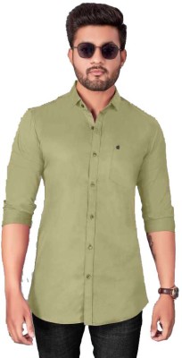 DEKSH FAB Men Solid Casual Green Shirt