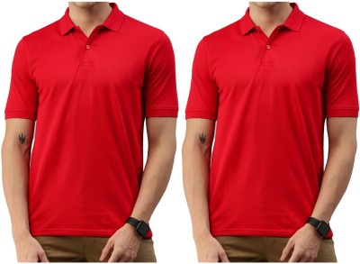 Maleno Solid Men Polo Neck Red T-Shirt