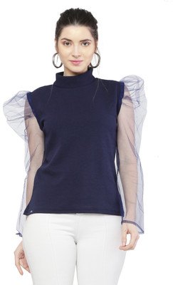 Shyammc Casual Self Design Women Blue Top