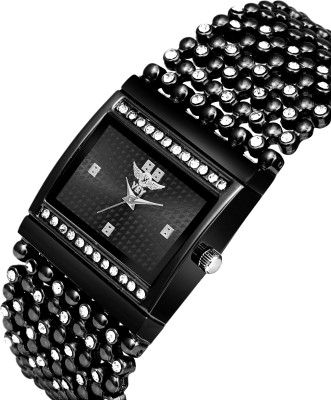 V&Y 9BLK-CH Premium Black Classic Dial & Diamond Case with Strap women gift Analog Watch  - For Girls