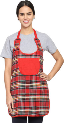 Whitewrap Cotton Chef's Apron - Free Size(Red, Single Piece)
